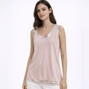 ✨ Italian-Made Blush Pink Tank with Silver Trim ✨